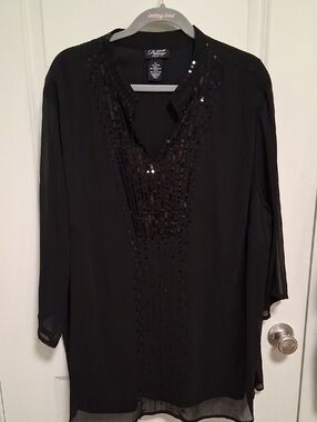 Alfani Black Sequin V-Neck Tunic